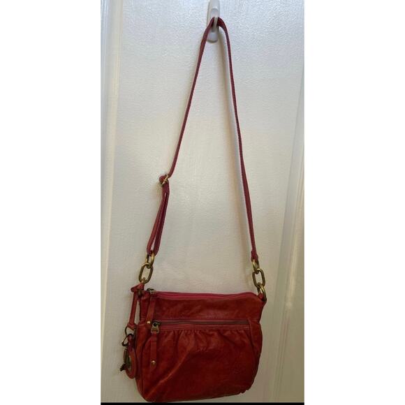 Fossil crossbody bag red leather crossbody - Picture 3 of 11